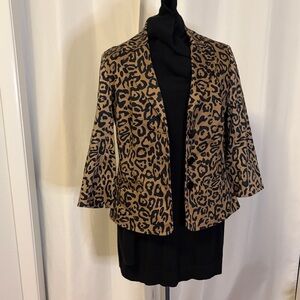 Leopard print blazer warm weather medium cotton blend washable